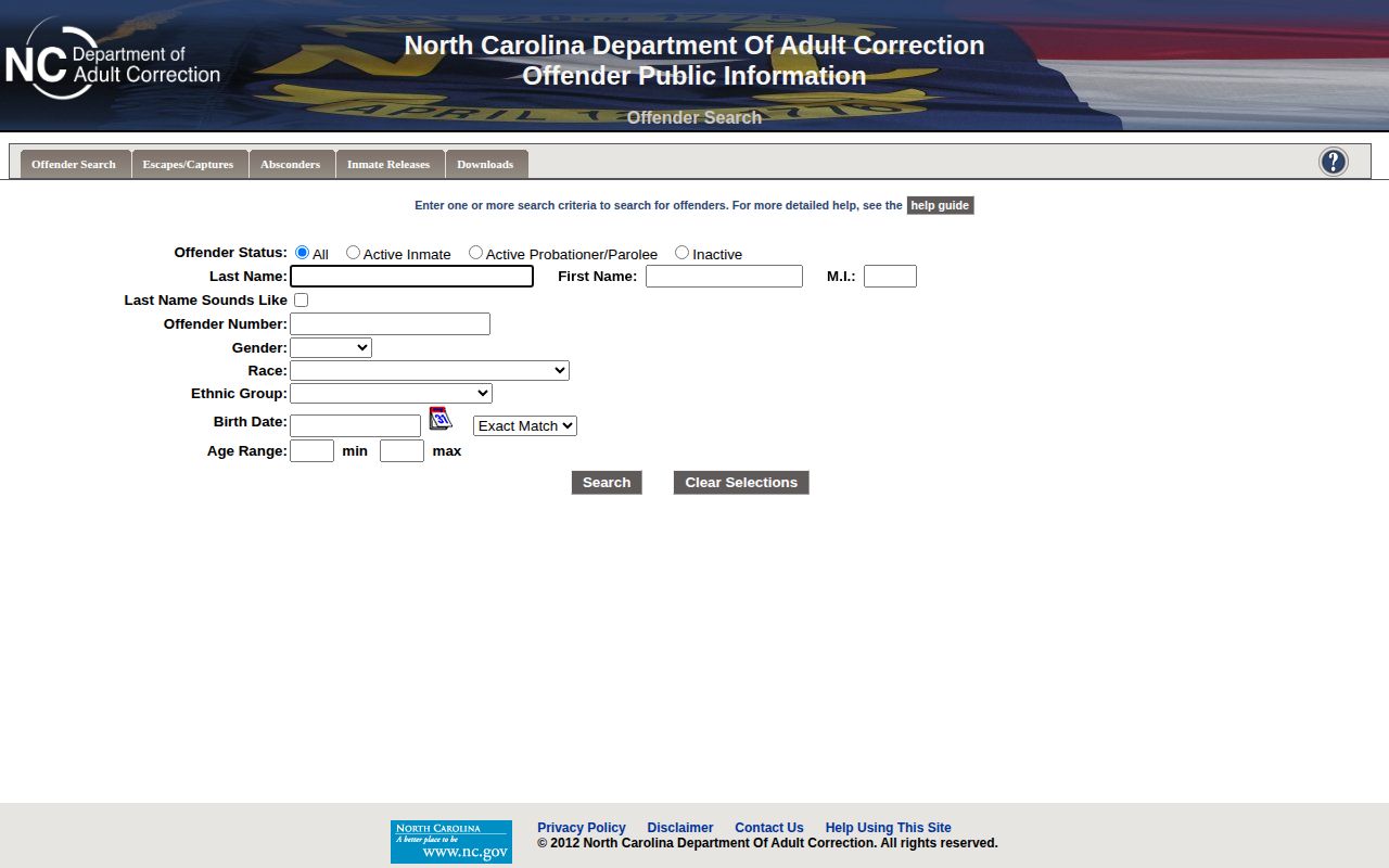 Franklin County released inmate DAC OPI search fields